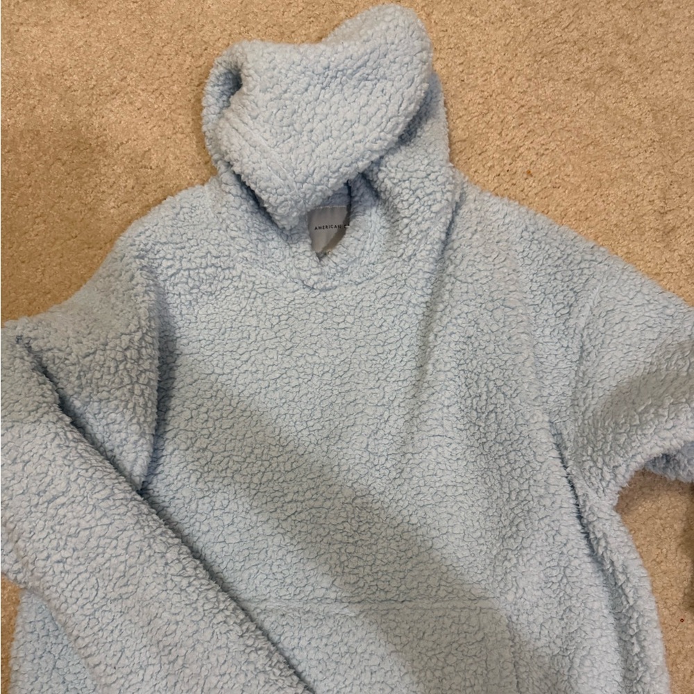 Cozy Light Blue Sherpa Hoodie